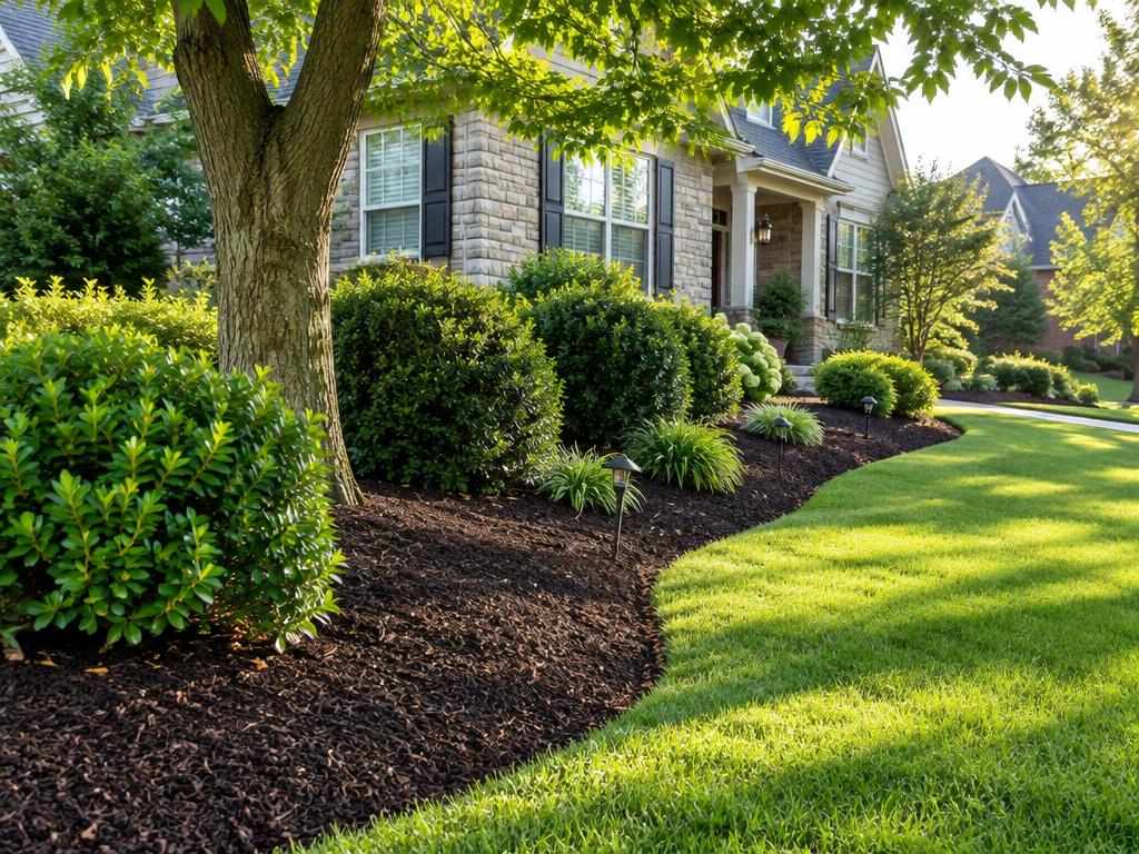 Mulching in a residential yard